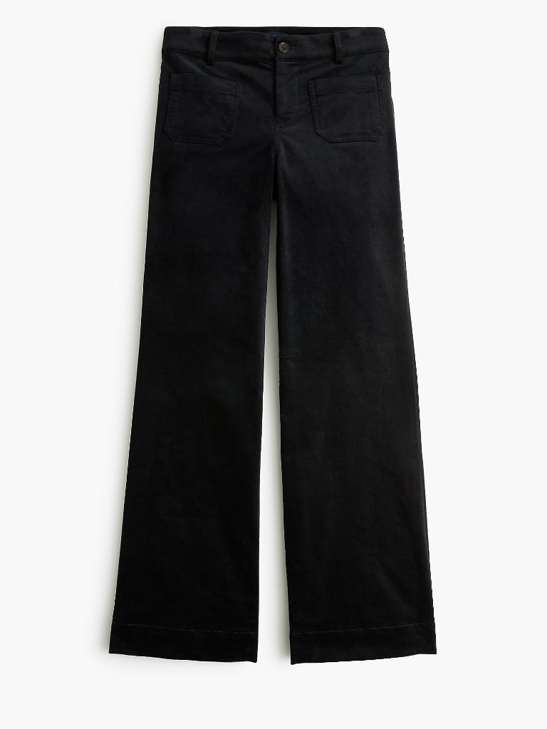 Nwt J Crew Plus Size 33 33x29 Black Velvet Lizzie Patch Pocket Wide Leg Pant New